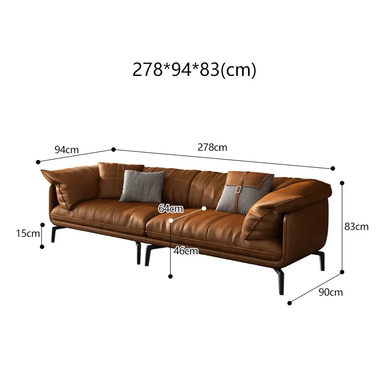 Modern Real Leather Upholstered 1-3 Seater Corner Sofa with Black Legs
