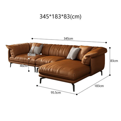 Modern Real Leather Upholstered 1-3 Seater Corner Sofa with Black Legs