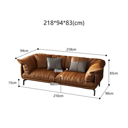 Modern Real Leather Upholstered 1-3 Seater Corner Sofa with Black Legs