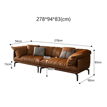 Modern Real Leather Upholstered 1-3 Seater Corner Sofa with Black Legs