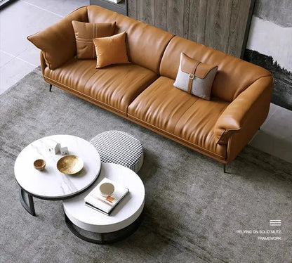 Modern Real Leather Upholstered 1-3 Seater Corner Sofa with Black Legs